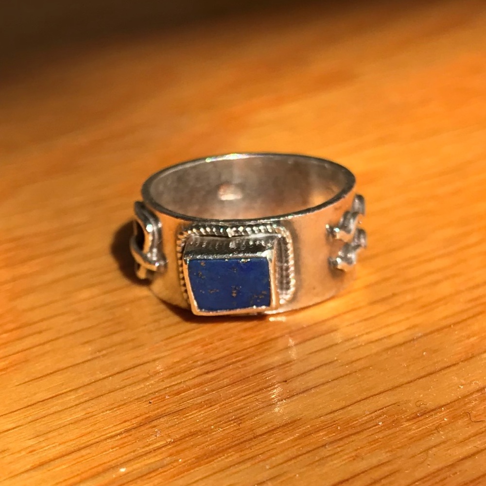 Sterling and lapis elements ring